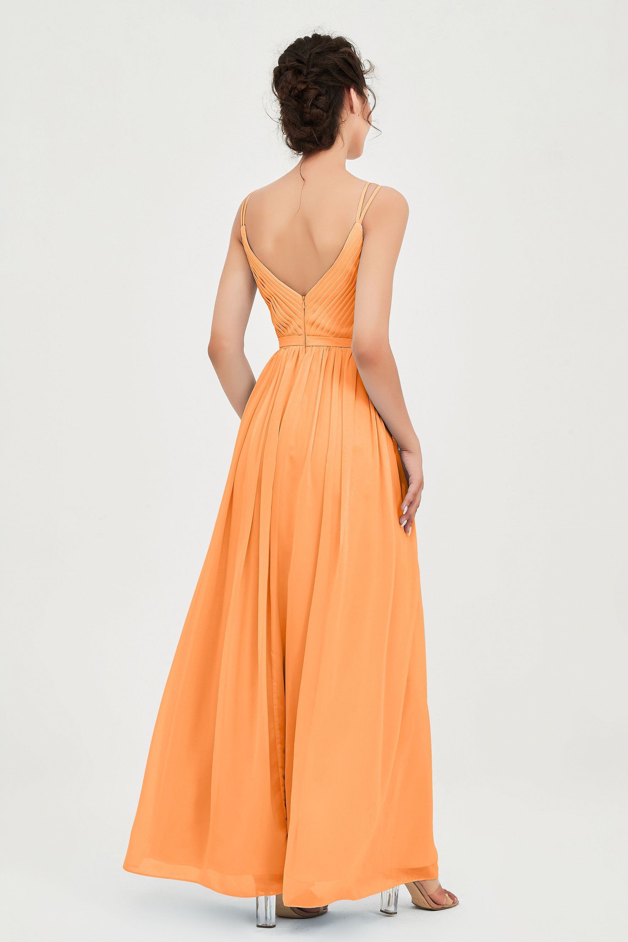Custom Made V-neck Bridesmaid Dress Sleeveless Formal Evening Party Gowns Dresses