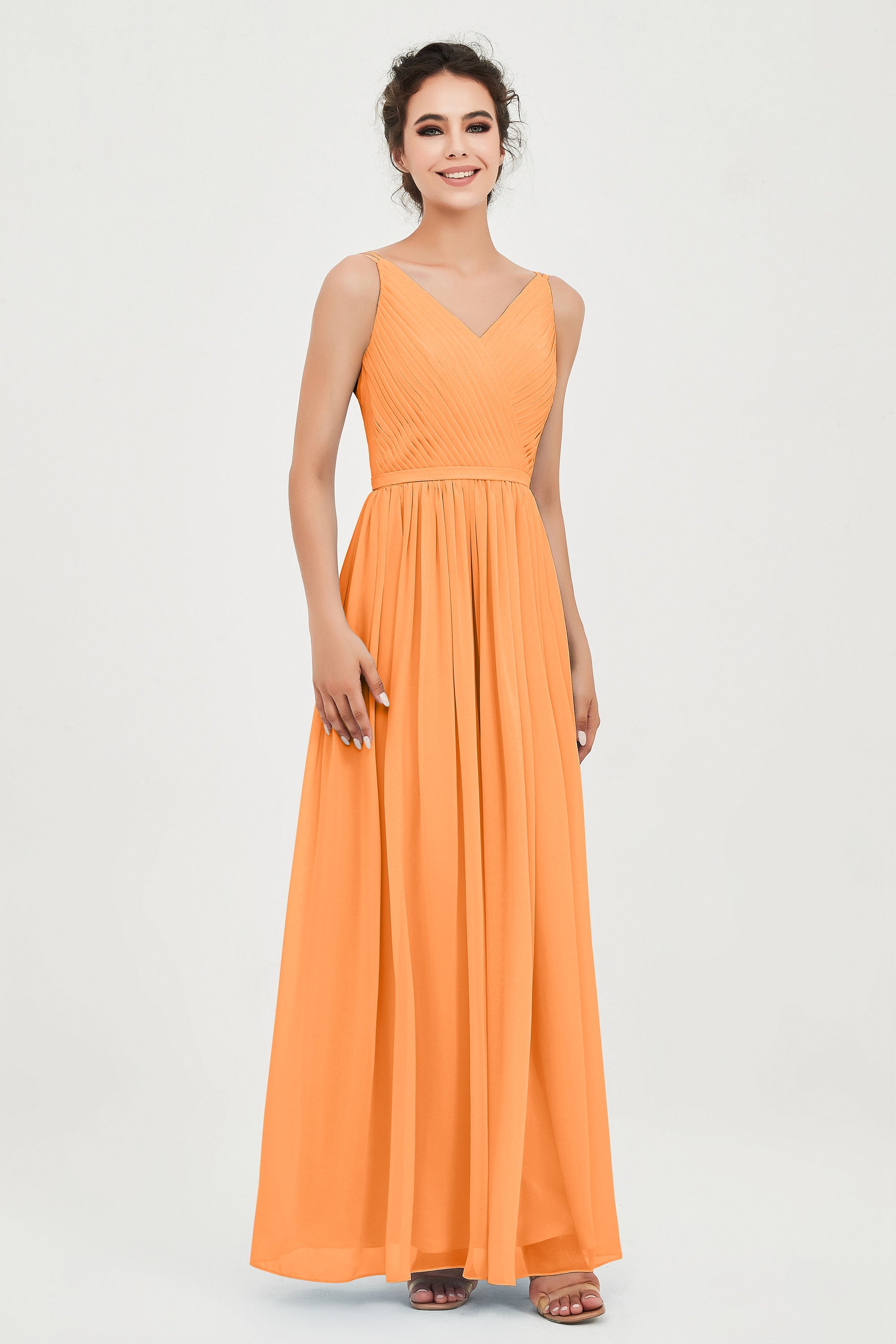 Custom Made V-neck Bridesmaid Dress Sleeveless Formal Evening Party Gowns Dresses