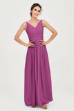 Custom Made V-neck Bridesmaid Dress Sleeveless Formal Evening Party Gowns Dresses