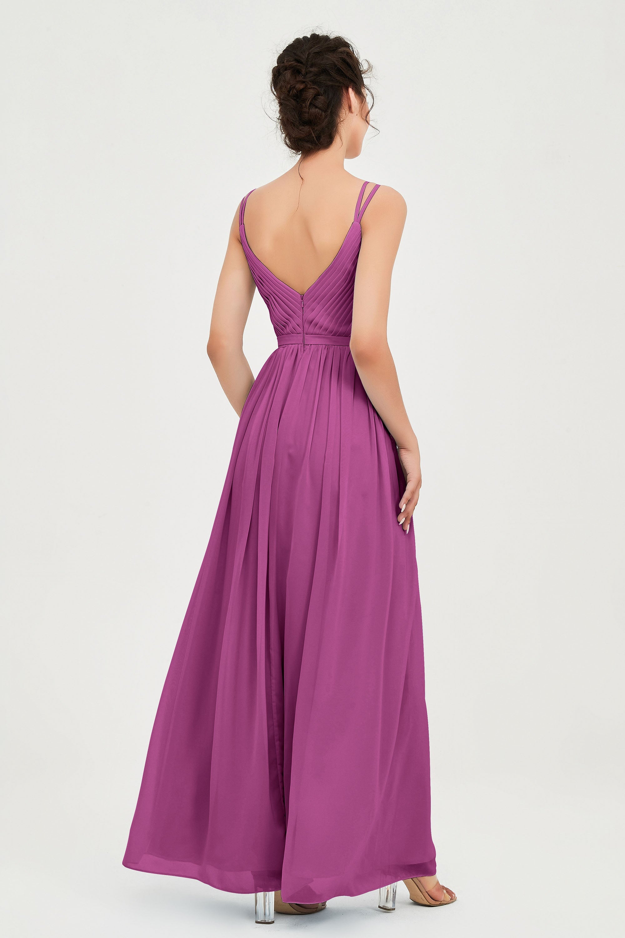 Custom Made V-neck Bridesmaid Dress Sleeveless Formal Evening Party Gowns Dresses