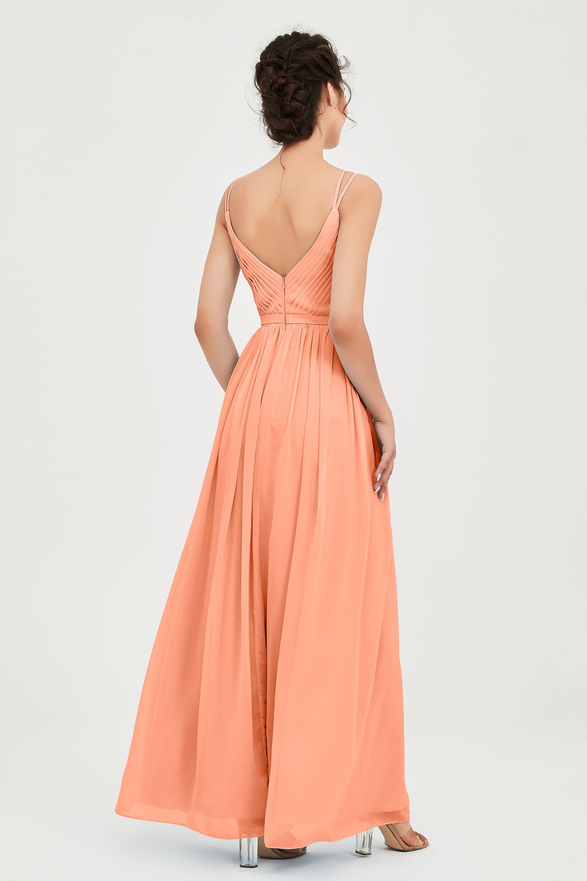 Custom Made V-neck Bridesmaid Dress Sleeveless Formal Evening Party Gowns Dresses