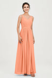Custom Made V-neck Bridesmaid Dress Sleeveless Formal Evening Party Gowns Dresses