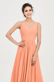 Custom Made V-neck Bridesmaid Dress Sleeveless Formal Evening Party Gowns Dresses