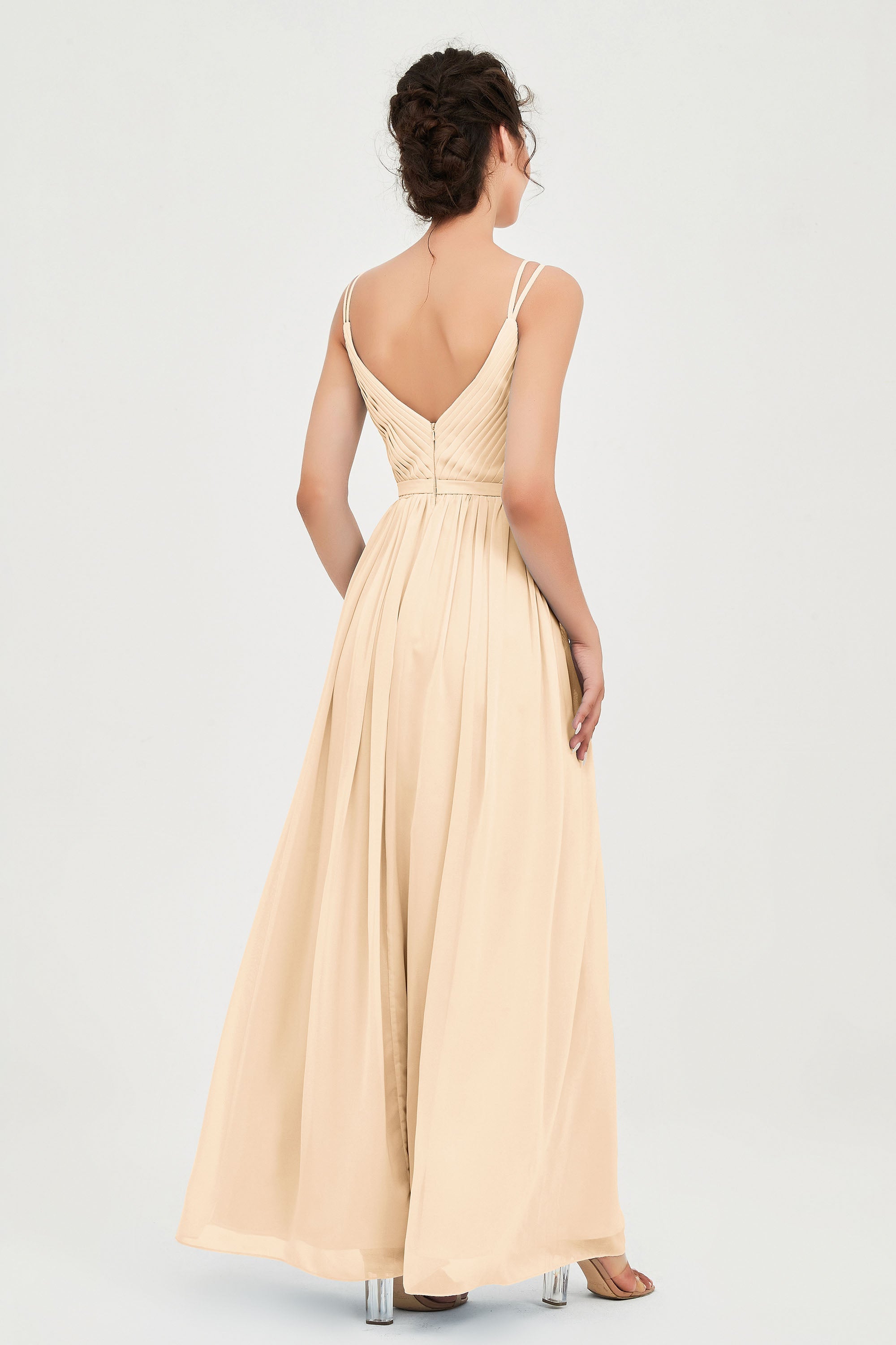 Custom Made V-neck Bridesmaid Dress Sleeveless Formal Evening Party Gowns Dresses