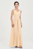 Custom Made V-neck Bridesmaid Dress Sleeveless Formal Evening Party Gowns Dresses