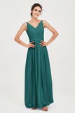 Custom Made V-neck Bridesmaid Dress Sleeveless Formal Evening Party Gowns Dresses
