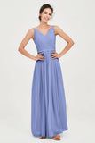 Custom Made V-neck Bridesmaid Dress Sleeveless Formal Evening Party Gowns Dresses
