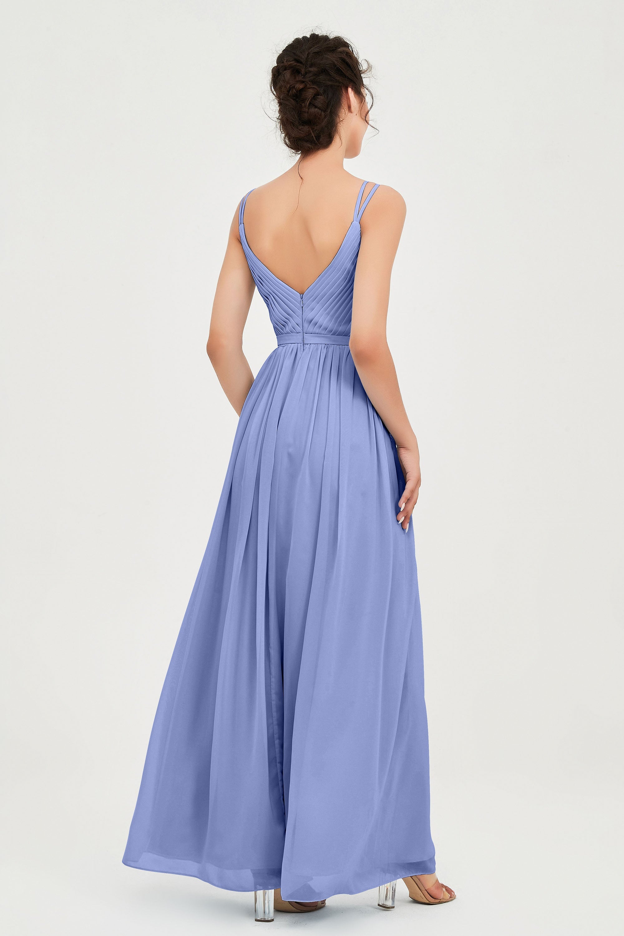 Custom Made V-neck Bridesmaid Dress Sleeveless Formal Evening Party Gowns Dresses