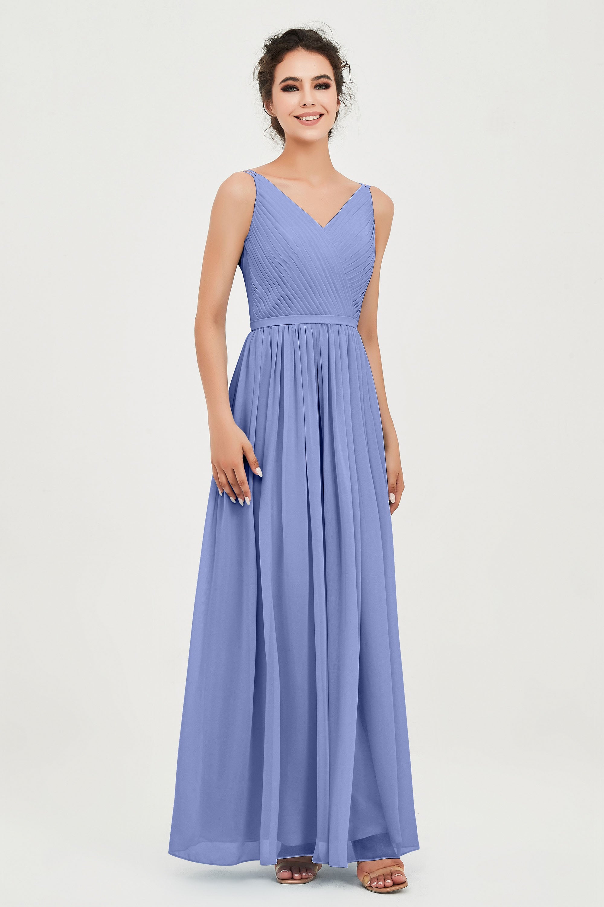 Custom Made V-neck Bridesmaid Dress Sleeveless Formal Evening Party Gowns Dresses