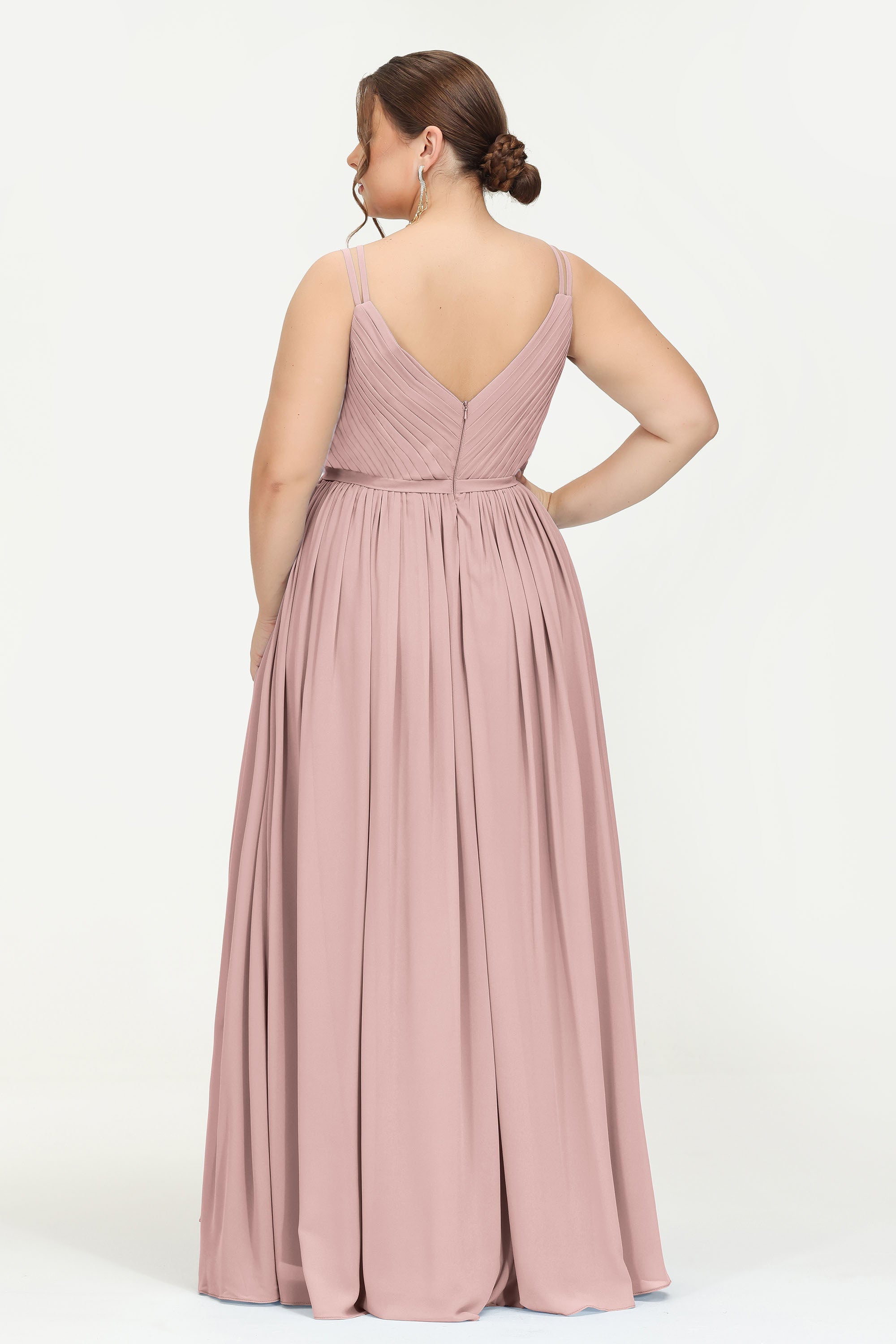 Custom Made V-neck Bridesmaid Dress Sleeveless Formal Evening Party Gowns Dresses