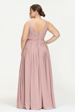 Custom Made V-neck Bridesmaid Dress Sleeveless Formal Evening Party Gowns Dresses