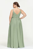 Custom Made V-neck Bridesmaid Dress Sleeveless Formal Evening Party Gowns Dresses