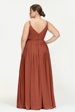 Custom Made V-neck Bridesmaid Dress Sleeveless Formal Evening Party Gowns Dresses