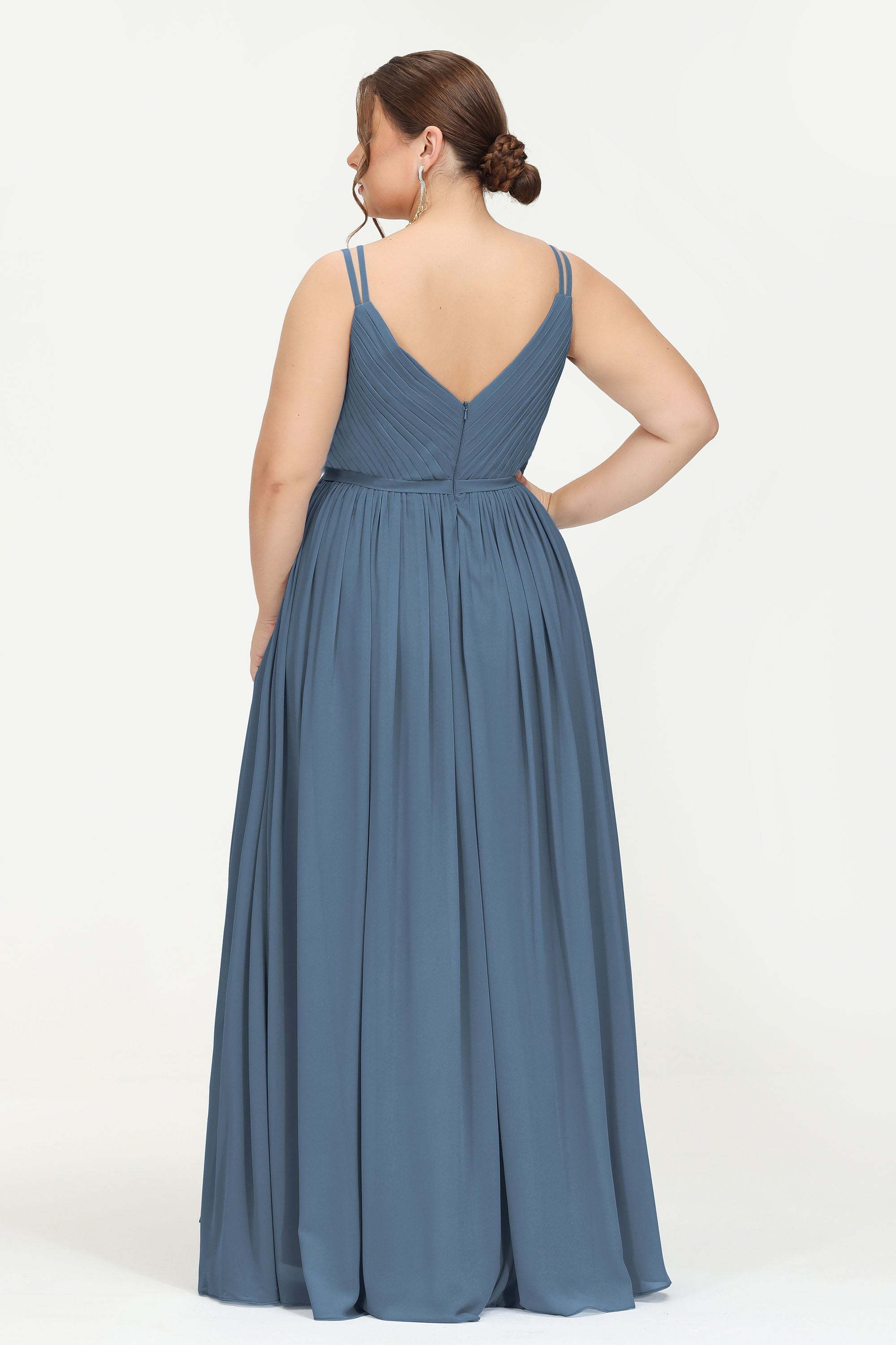 Custom Made V-neck Bridesmaid Dress Sleeveless Formal Evening Party Gowns Dresses