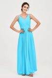 Custom Made V-neck Bridesmaid Dress Sleeveless Formal Evening Party Gowns Dresses