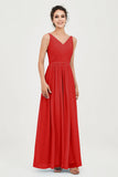 Custom Made V-neck Bridesmaid Dress Sleeveless Formal Evening Party Gowns Dresses