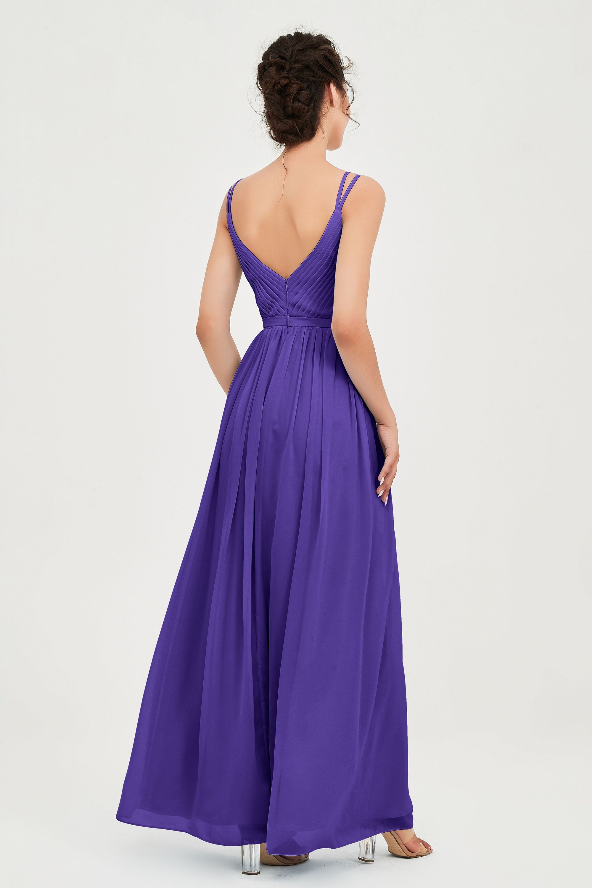 Custom Made V-neck Bridesmaid Dress Sleeveless Formal Evening Party Gowns Dresses