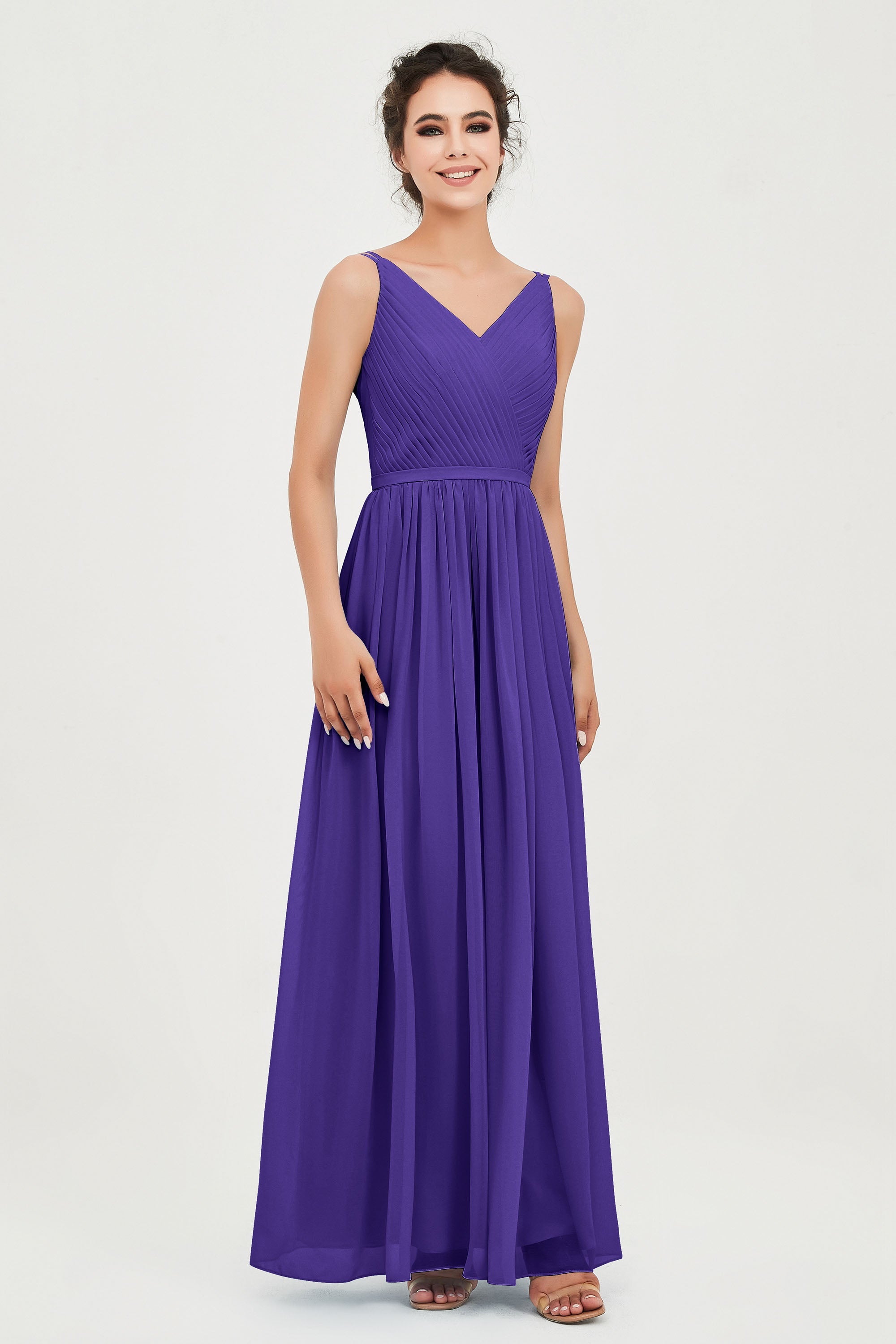 Custom Made V-neck Bridesmaid Dress Sleeveless Formal Evening Party Gowns Dresses
