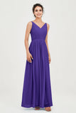 Custom Made V-neck Bridesmaid Dress Sleeveless Formal Evening Party Gowns Dresses