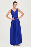Custom Made V-neck Bridesmaid Dress Sleeveless Formal Evening Party Gowns Dresses