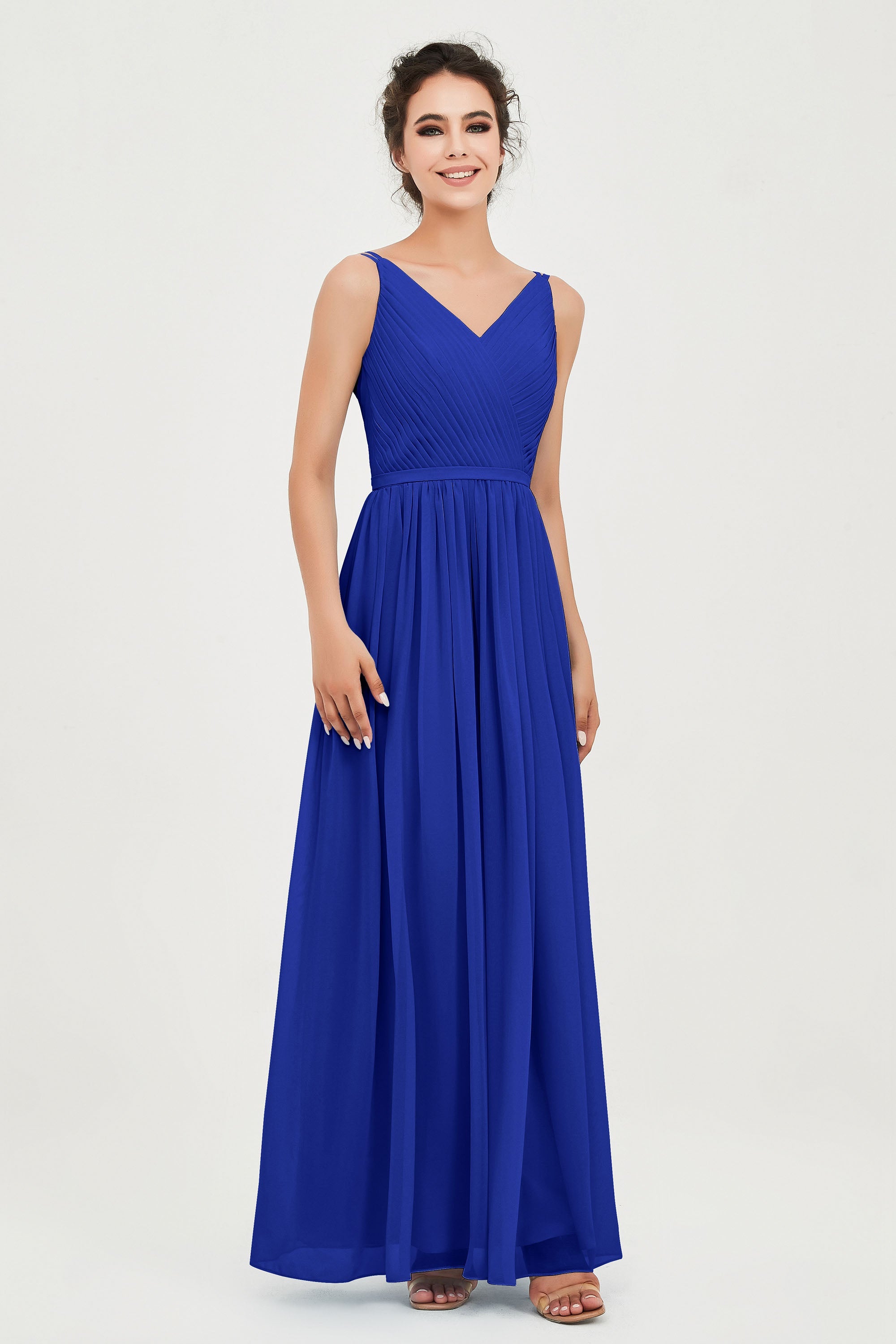 Custom Made V-neck Bridesmaid Dress Sleeveless Formal Evening Party Gowns Dresses