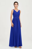 Custom Made V-neck Bridesmaid Dress Sleeveless Formal Evening Party Gowns Dresses