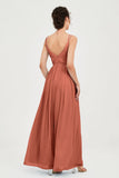 Custom Made V-neck Bridesmaid Dress Sleeveless Formal Evening Party Gowns Dresses