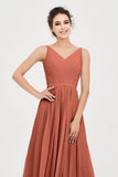 Custom Made V-neck Bridesmaid Dress Sleeveless Formal Evening Party Gowns Dresses