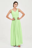 Custom Made V-neck Bridesmaid Dress Sleeveless Formal Evening Party Gowns Dresses