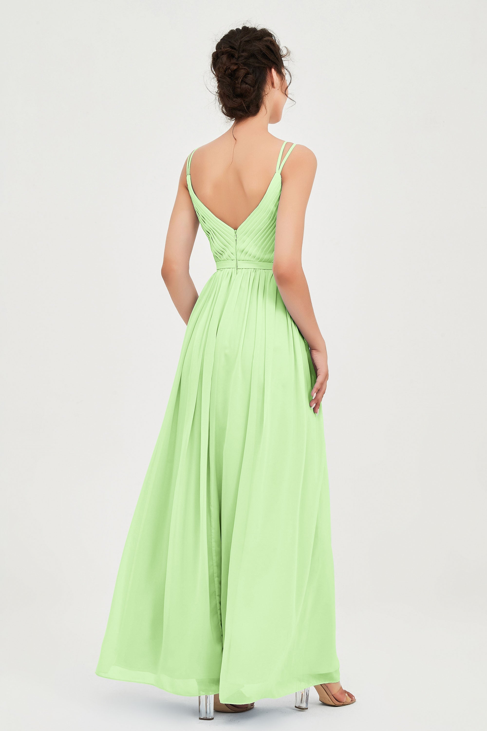 Custom Made V-neck Bridesmaid Dress Sleeveless Formal Evening Party Gowns Dresses