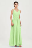 Custom Made V-neck Bridesmaid Dress Sleeveless Formal Evening Party Gowns Dresses