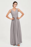 Custom Made V-neck Bridesmaid Dress Sleeveless Formal Evening Party Gowns Dresses