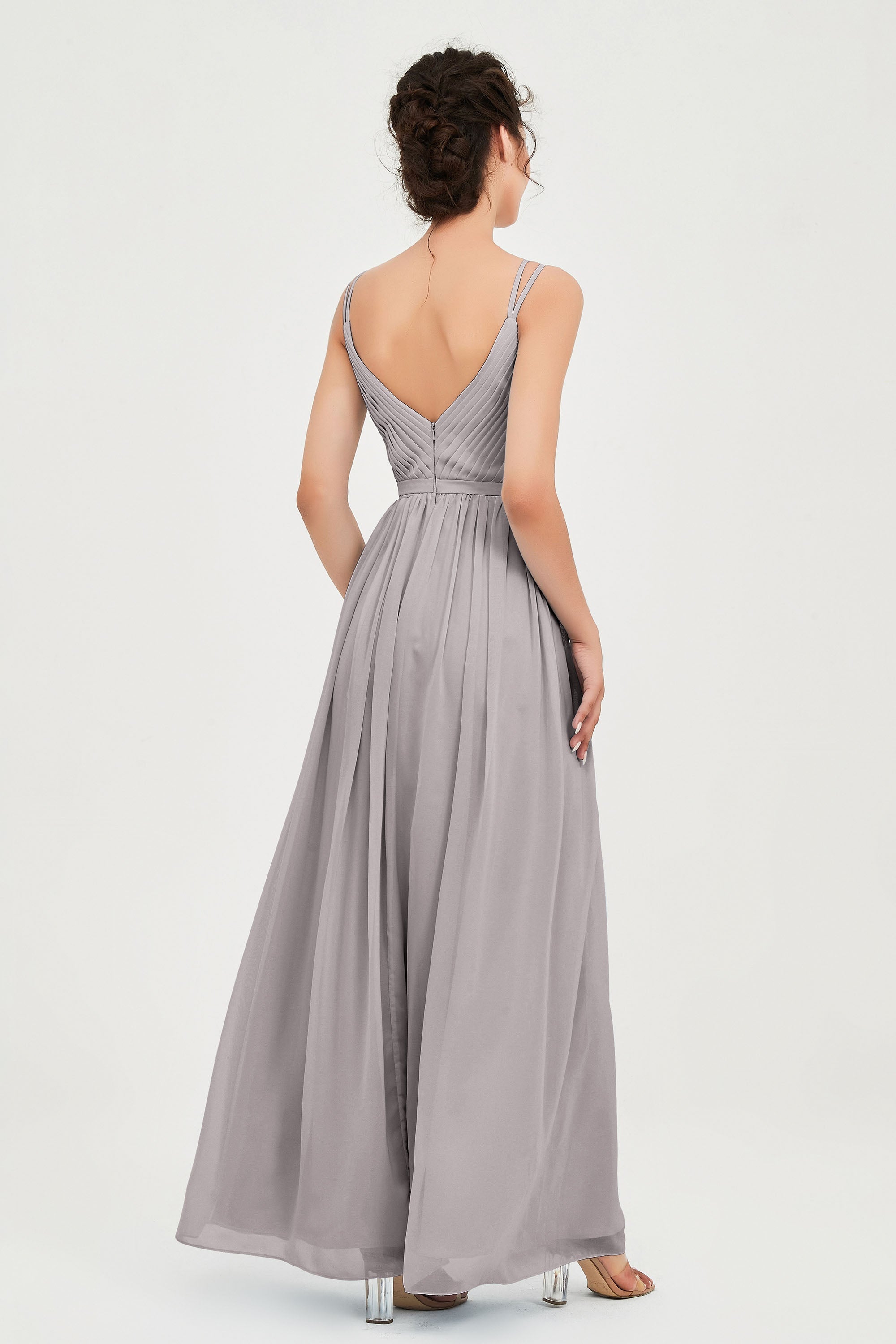 Custom Made V-neck Bridesmaid Dress Sleeveless Formal Evening Party Gowns Dresses