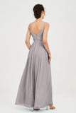 Custom Made V-neck Bridesmaid Dress Sleeveless Formal Evening Party Gowns Dresses