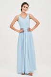Custom Made V-neck Bridesmaid Dress Sleeveless Formal Evening Party Gowns Dresses