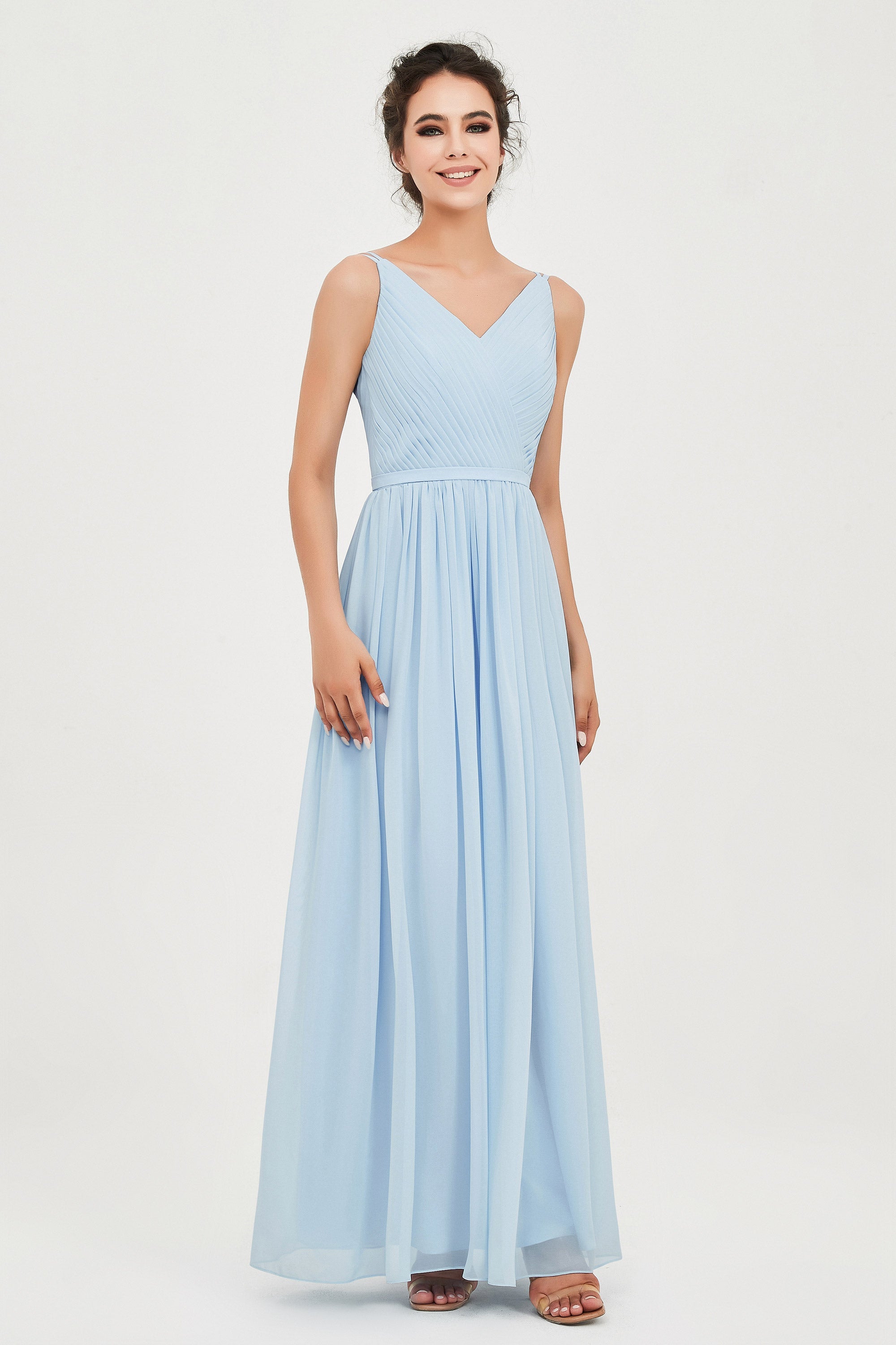 Custom Made V-neck Bridesmaid Dress Sleeveless Formal Evening Party Gowns Dresses