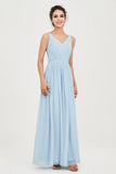 Custom Made V-neck Bridesmaid Dress Sleeveless Formal Evening Party Gowns Dresses