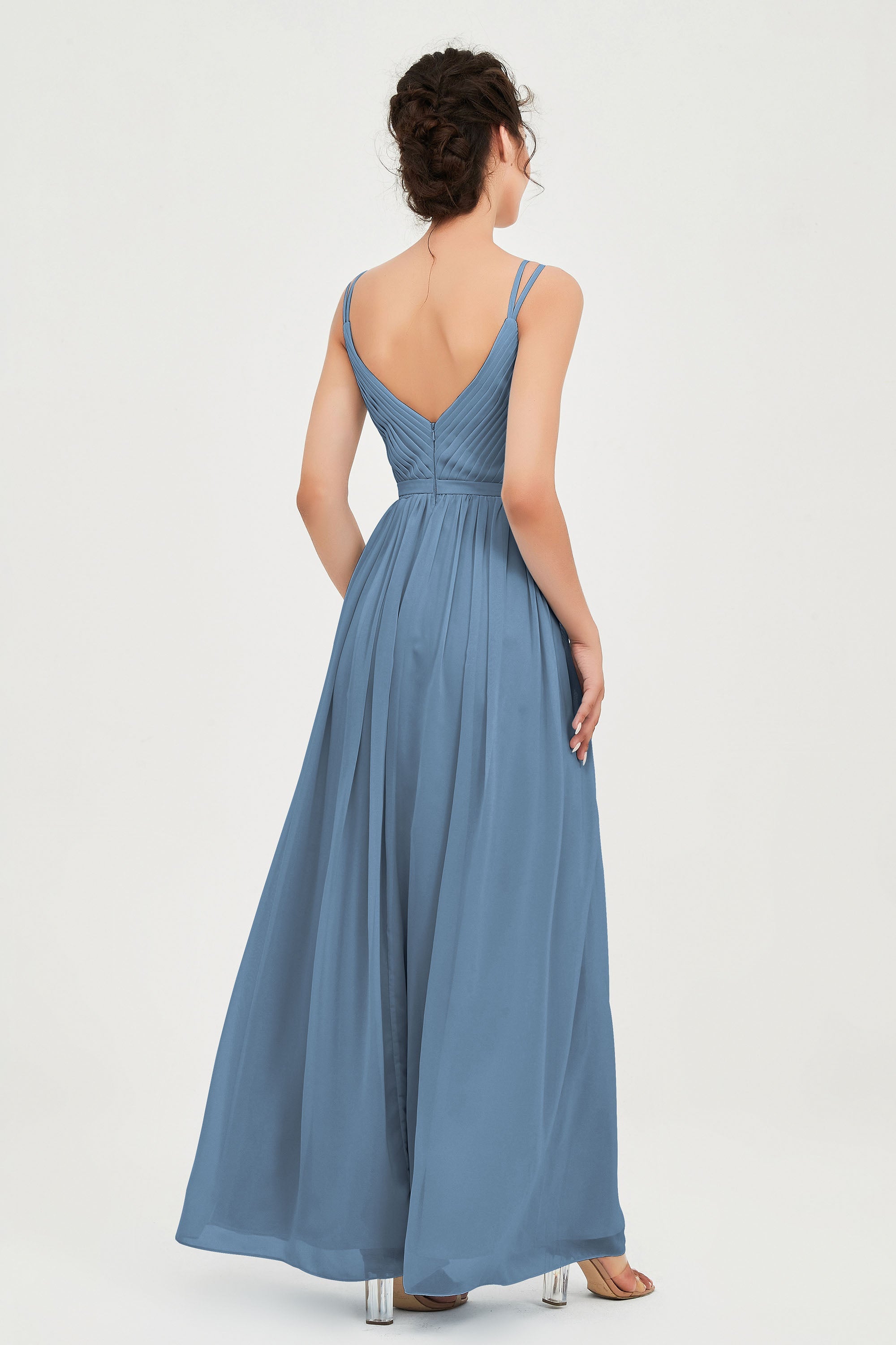 Custom Made V-neck Bridesmaid Dress Sleeveless Formal Evening Party Gowns Dresses