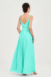 Custom Made V-neck Bridesmaid Dress Sleeveless Formal Evening Party Gowns Dresses