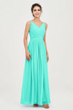 Custom Made V-neck Bridesmaid Dress Sleeveless Formal Evening Party Gowns Dresses