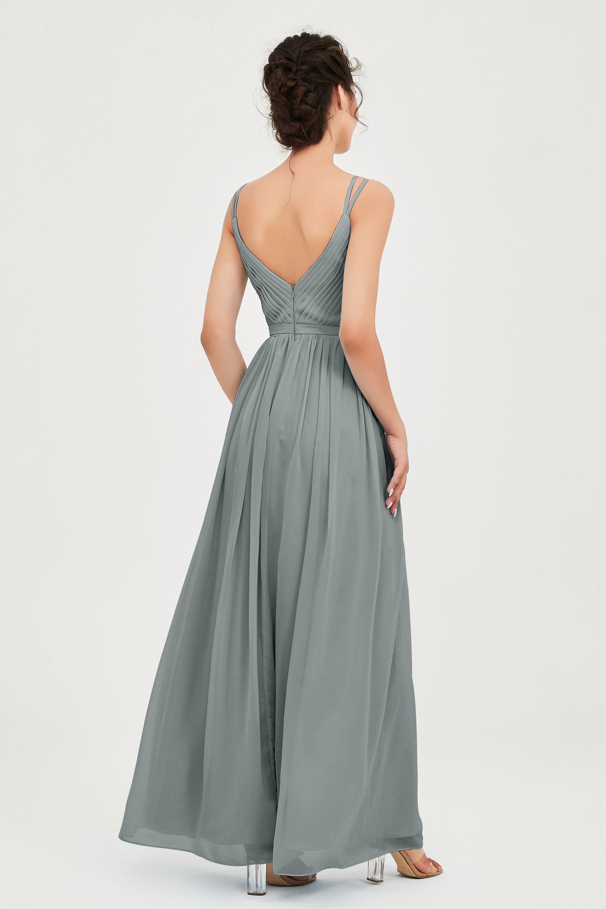 Custom Made V-neck Bridesmaid Dress Sleeveless Formal Evening Party Gowns Dresses