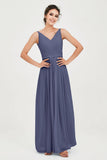 Custom Made V-neck Bridesmaid Dress Sleeveless Formal Evening Party Gowns Dresses