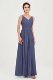Custom Made V-neck Bridesmaid Dress Sleeveless Formal Evening Party Gowns Dresses