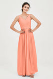 Custom Made V-neck Bridesmaid Dress Sleeveless Formal Evening Party Gowns Dresses