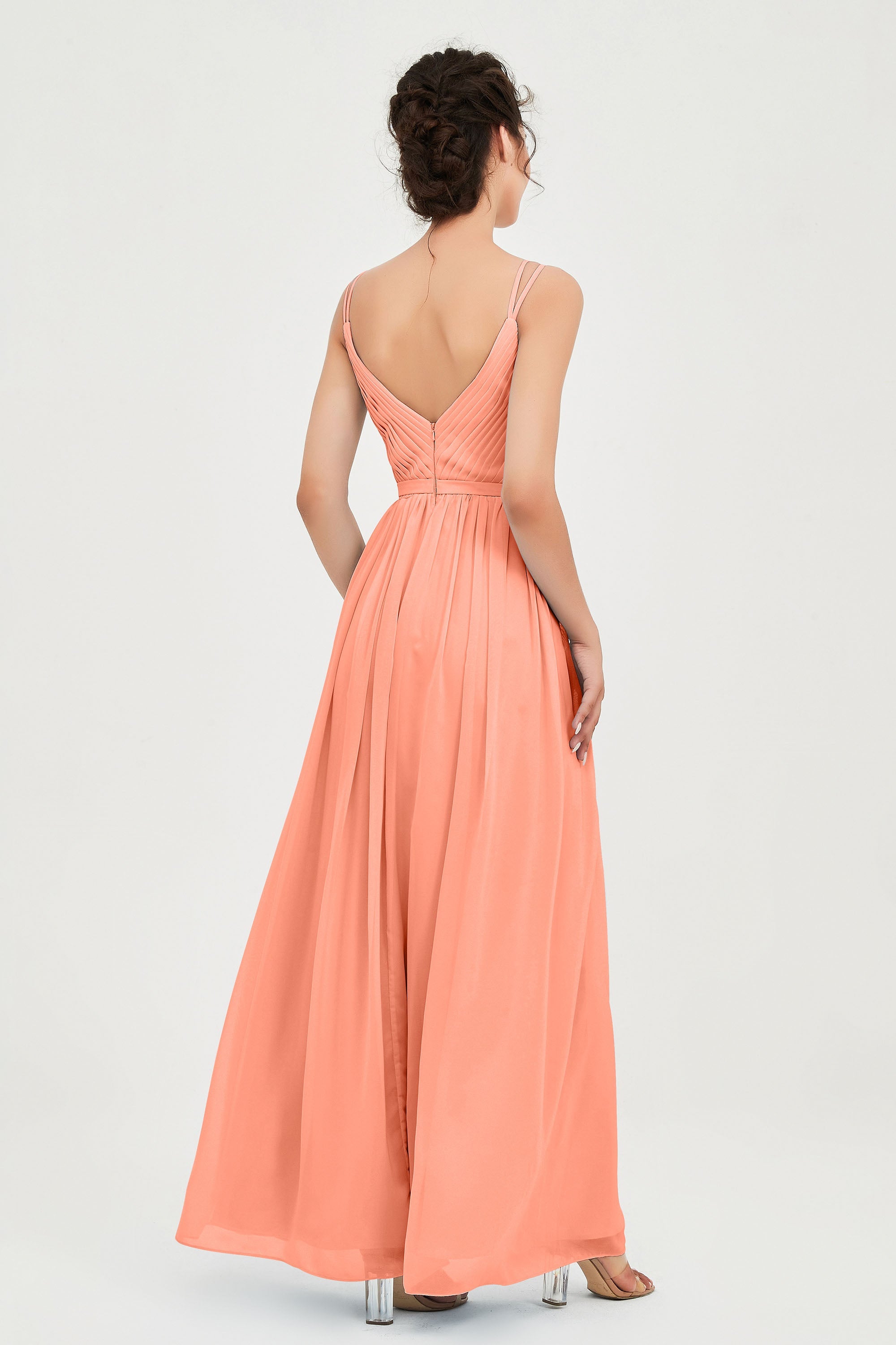 Custom Made V-neck Bridesmaid Dress Sleeveless Formal Evening Party Gowns Dresses