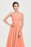 Custom Made V-neck Bridesmaid Dress Sleeveless Formal Evening Party Gowns Dresses