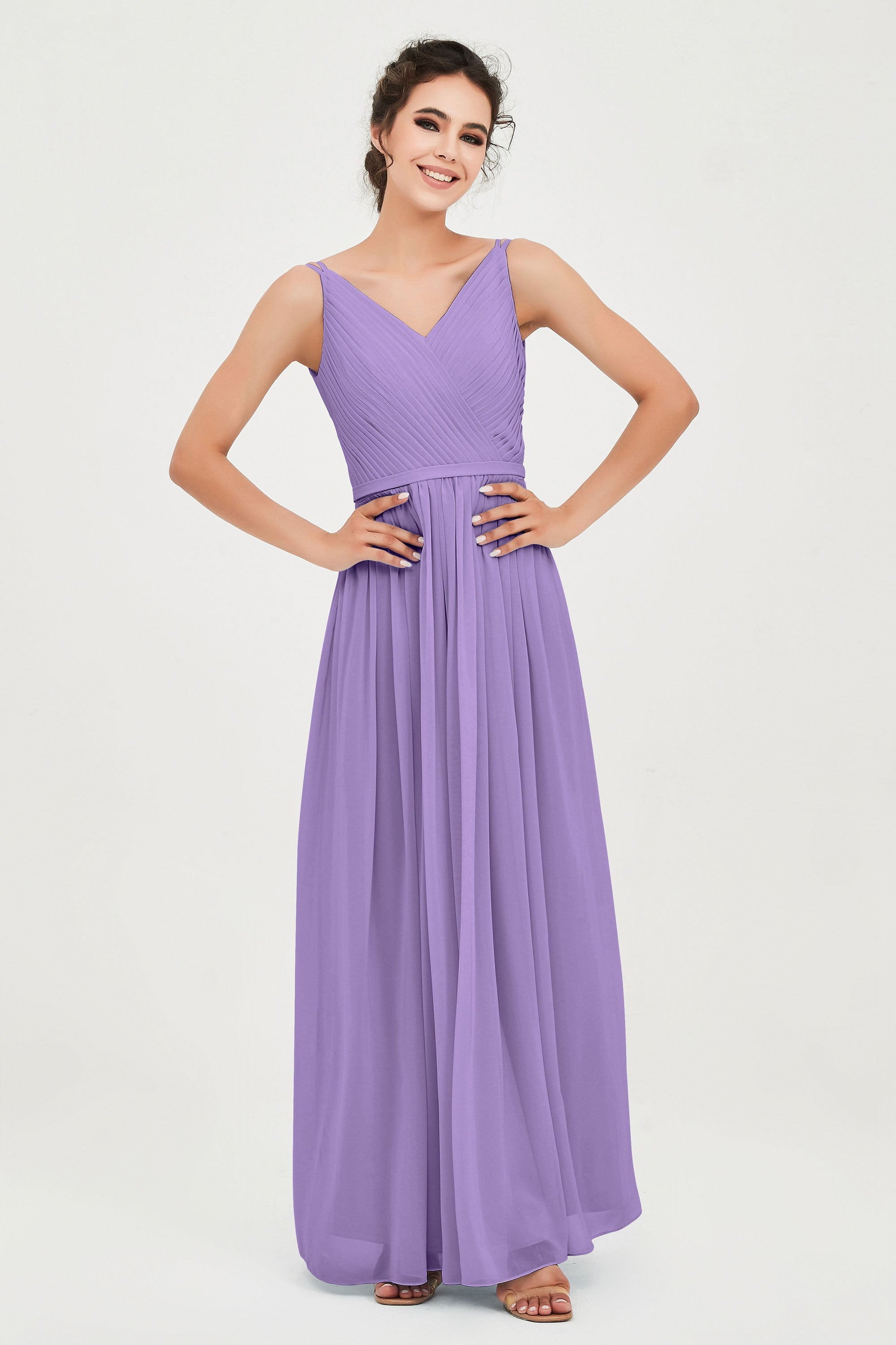 Custom Made V-neck Bridesmaid Dress Sleeveless Formal Evening Party Gowns Dresses