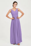 Custom Made V-neck Bridesmaid Dress Sleeveless Formal Evening Party Gowns Dresses