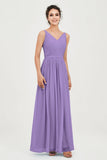 Custom Made V-neck Bridesmaid Dress Sleeveless Formal Evening Party Gowns Dresses