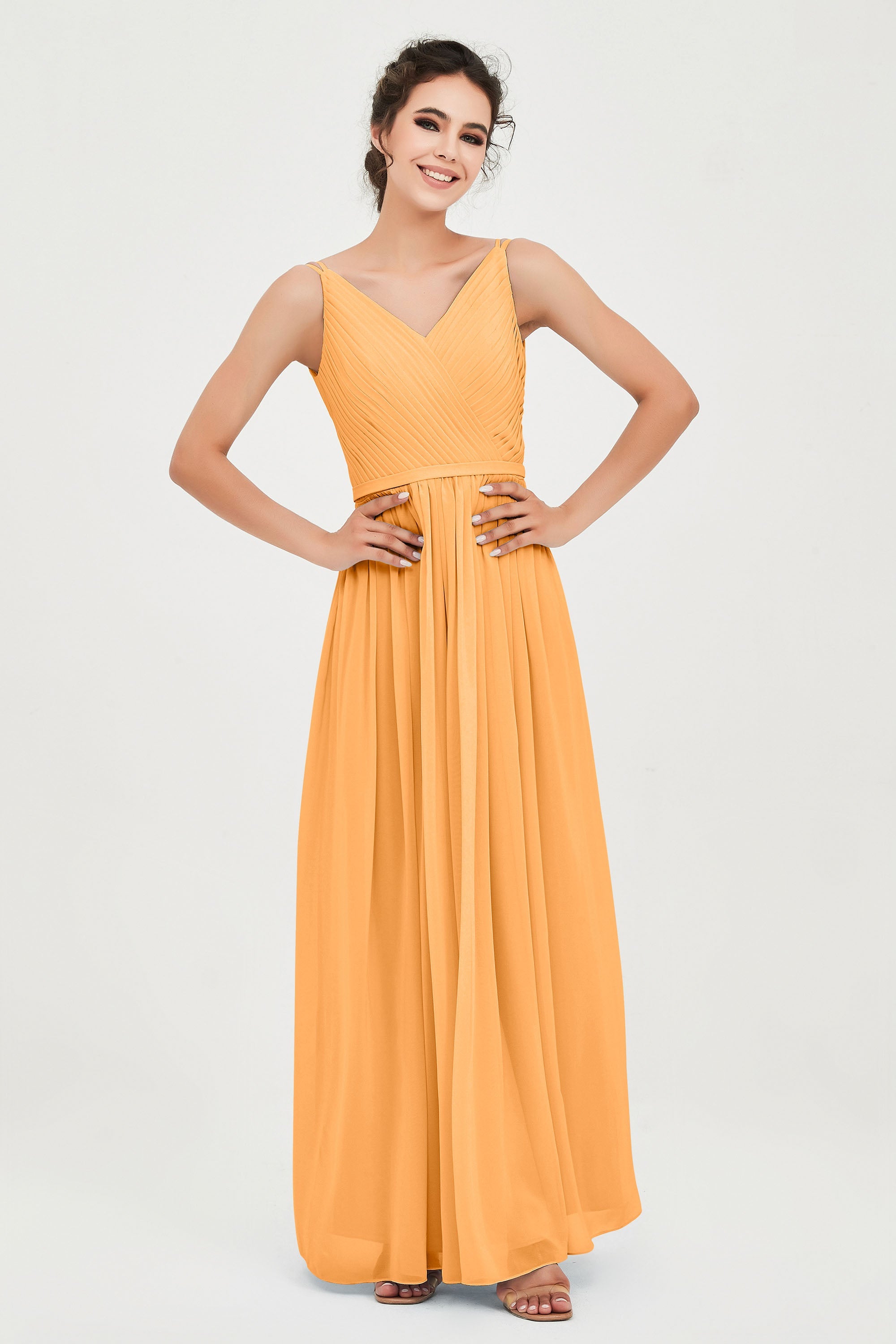 Custom Made V-neck Bridesmaid Dress Sleeveless Formal Evening Party Gowns Dresses